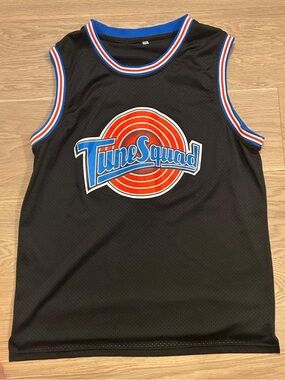 Warner Bros. Tune Squad Men's Black Jersey with Blue & Red Logo